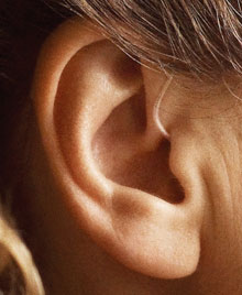 Hearing aid on ear